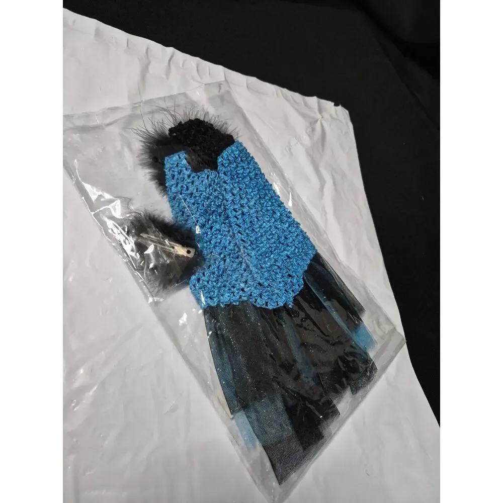 Dog , Cat Dress Tutu Black Blue Pet Outfit Size S Holloween Costume Puppy Skirt